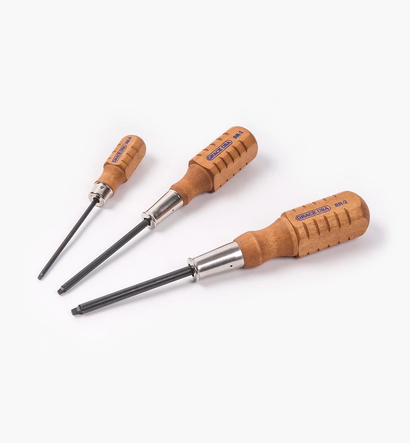 Set of 3 Grace USA Gunsmith-Style Square-Recess Screwdrivers
