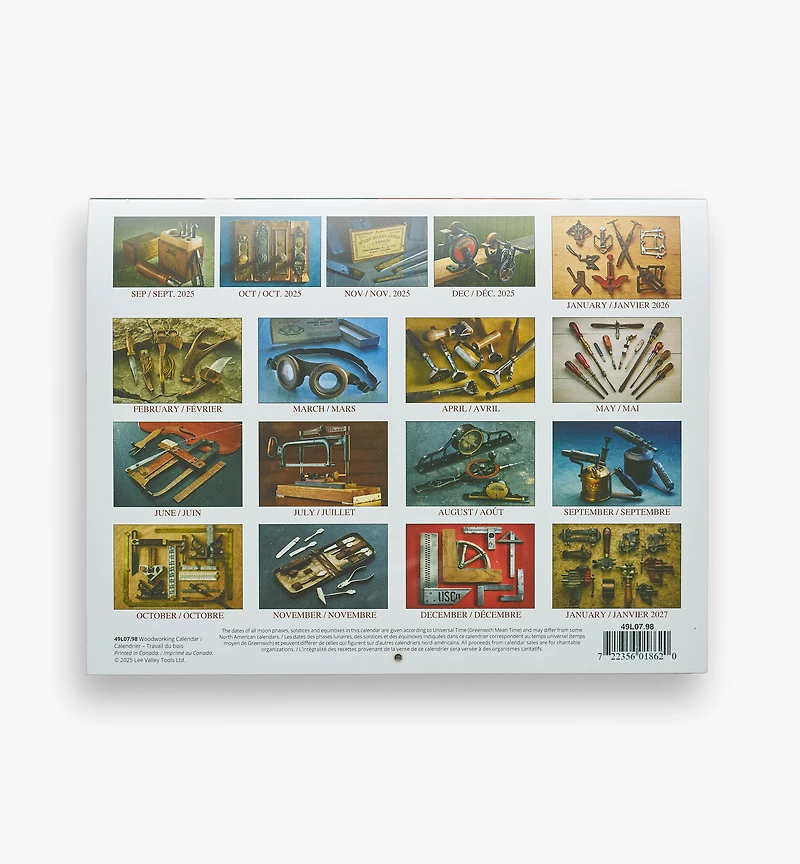Lee Valley 16-Month Woodworking Calendar