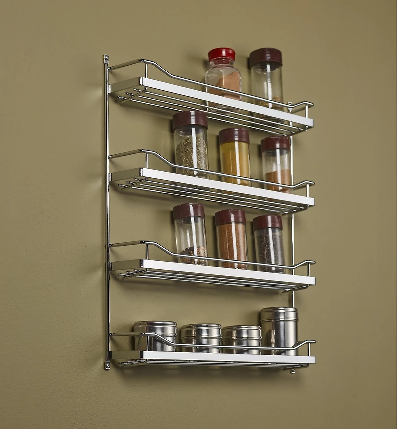 Wide Four-Shelf Screw-Mount Spice Rack