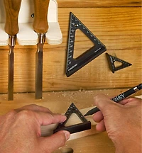 Jeu de 3 petites équerres de traçage à chapeau Veritas, mesures métriques