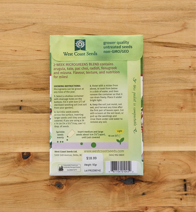 Non-GMO Microgreen Seed Packets