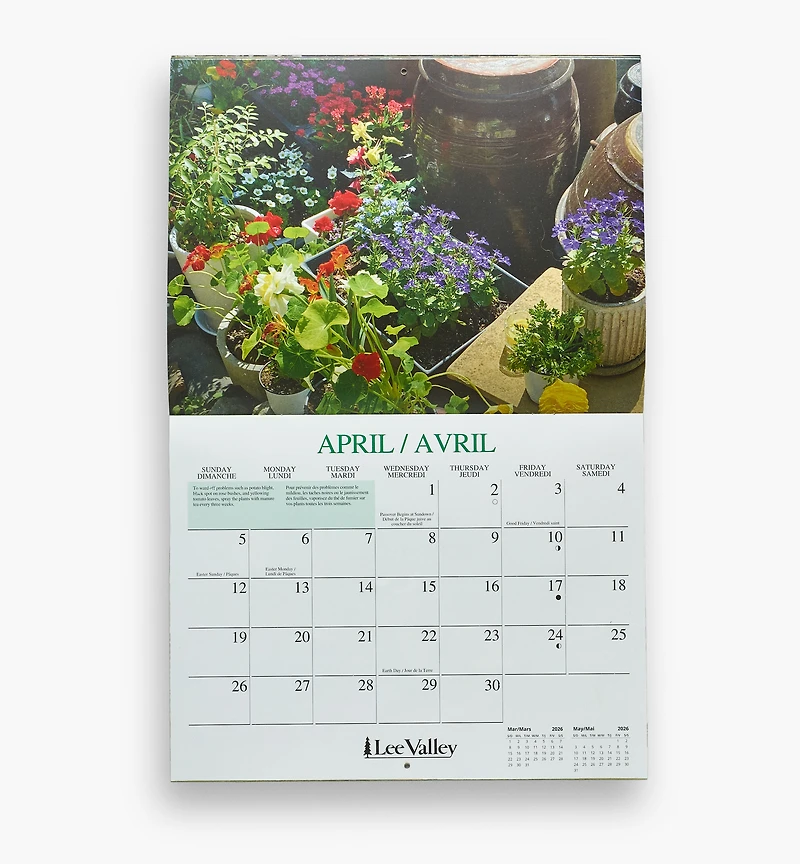 Calendrier de 16 mois Lee Valley – Jardinage
