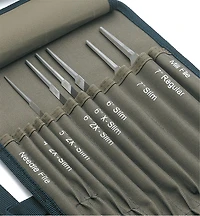 Set of 6 Bahco Saw-Sharpening Files & Roll