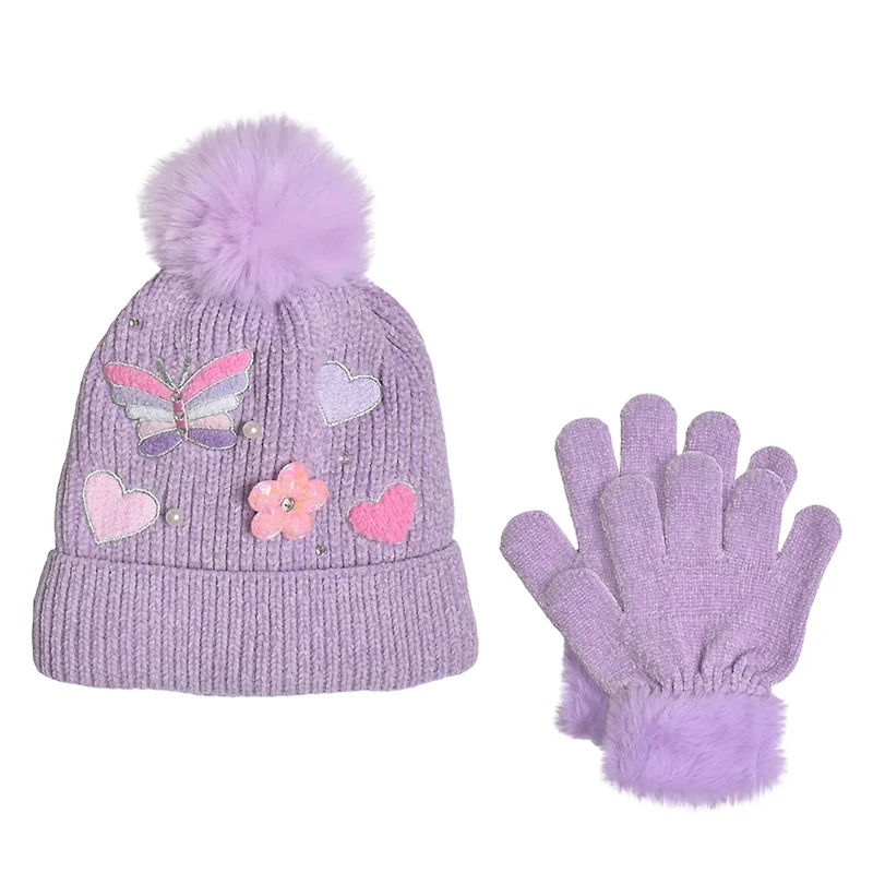 Youth Girls' Butterfly Hat and Gloves Set