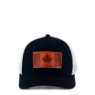 Leather State Patch Curved Trucker Snapback Cap
