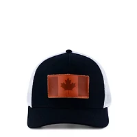 Leather State Patch Curved Trucker Snapback Cap