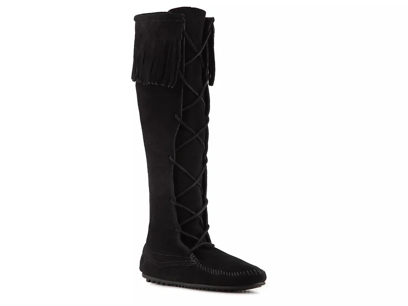 Lace Up Fringe Boot