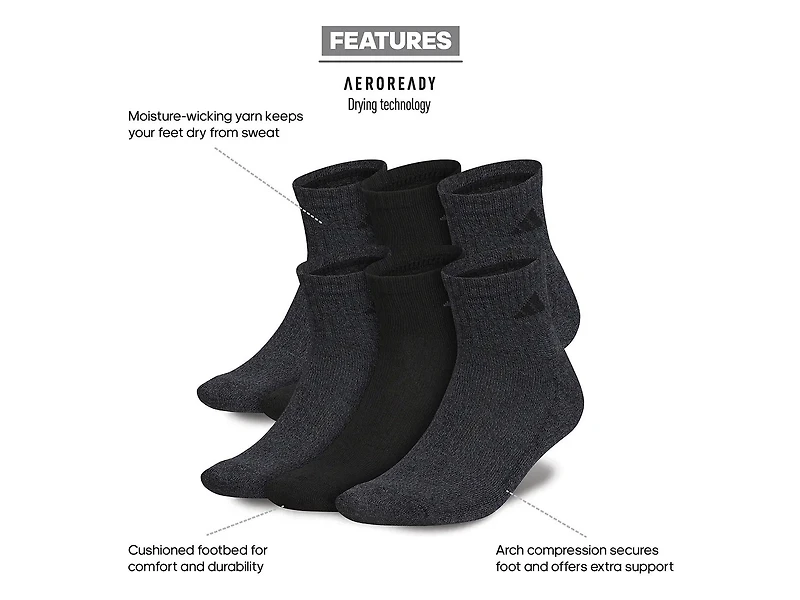 Athletic Cushioned Men’s Quarter Ankle Socks