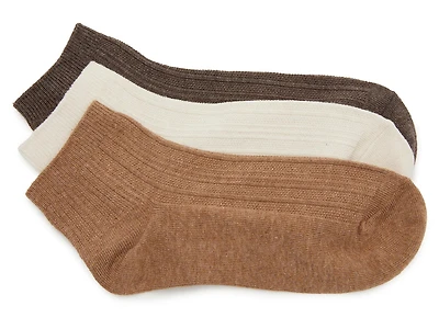 Ribbed Women's Quarter Ankle Socks - 3 Pack
