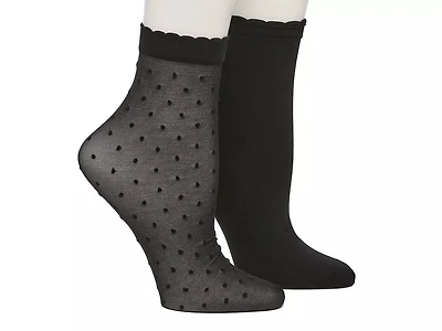 Sheer Dot Ruffle Trim Ankle Socks