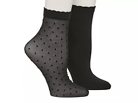 Sheer Dot Ruffle Trim Ankle Socks