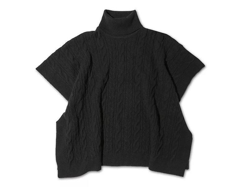 Cable-Knit Turtleneck Poncho