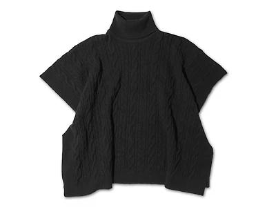 Cable-Knit Turtleneck Poncho