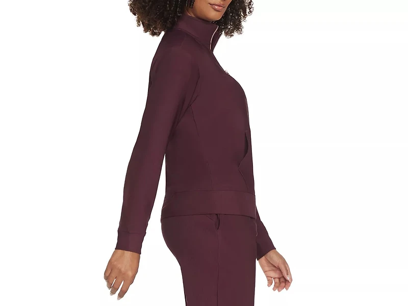 GO LUXE Rib Women's Quarter Zip Sweatshirt