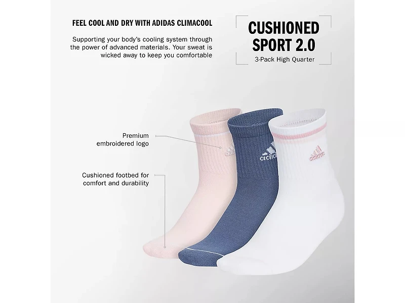 Cushioned Sport 2.0 Women's Quarter Ankle Socks - 3 Pack