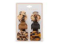 Tonal Mini Claw Hair Clips - 6 Pack