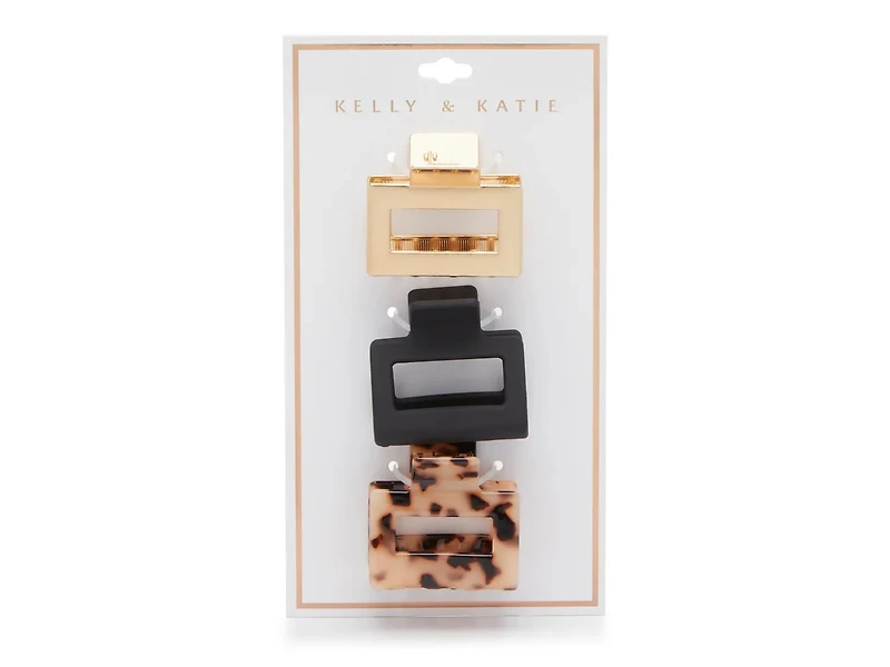 Square Claw Hair Clip Set - 3 Pack