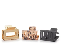 Square Claw Hair Clip Set - 3 Pack