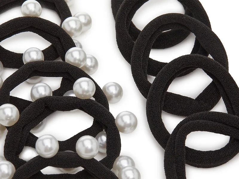 Faux Pearl Hair Tie Set - 20 Pack
