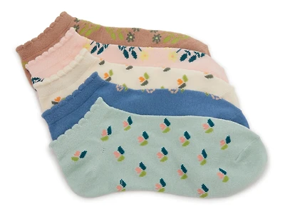 Block Print Scallop Women's No Show Socks - 5 Pack