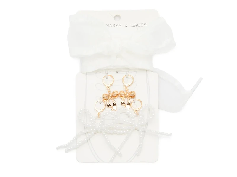 Bow Mesh Shoe Charms & Laces - 6 Pack