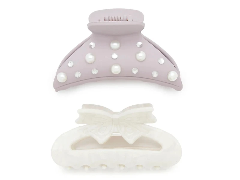 Bow & Rhinestone Claw Hair Clip Set - 2 Pack