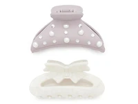 Bow & Rhinestone Claw Hair Clip Set - 2 Pack