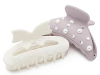 Bow & Rhinestone Claw Hair Clip Set - 2 Pack