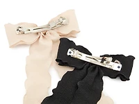Ivory & Black Medium Bow Hair Clip - 2 Pack
