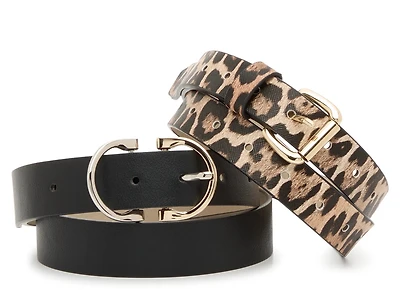 Leopard/Black 2 For 1 Belt Set