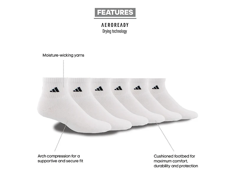 Athletic Cushioned Men's Quarter Ankle Socks