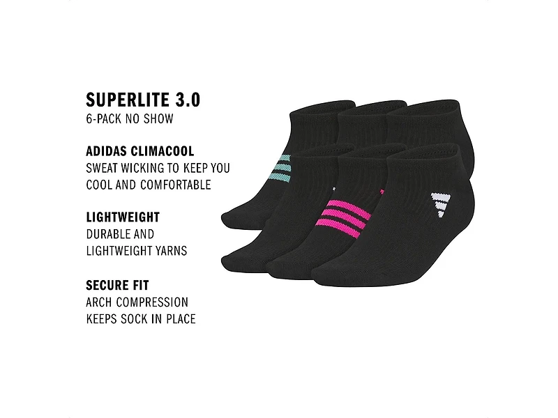 Superlite Women's No Show Socks - 6 Pack