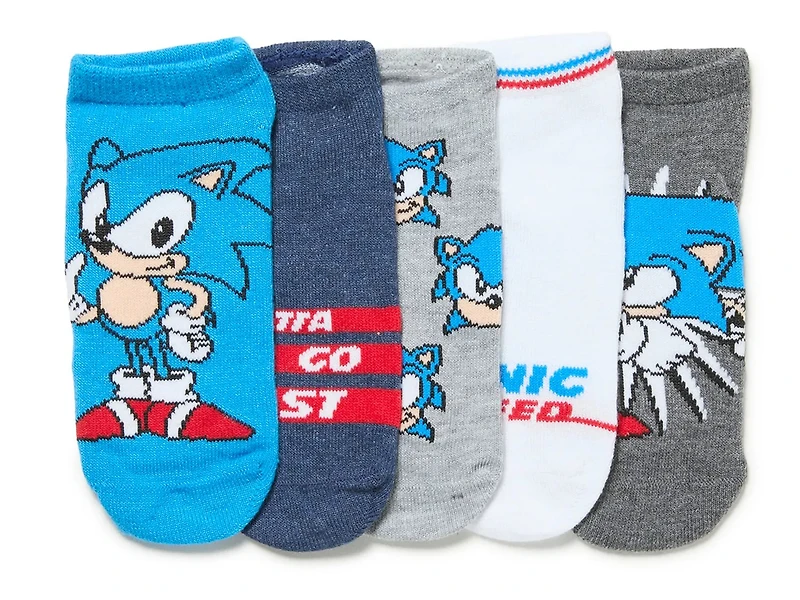 Sonic The Hedgehog Kids' No Show Socks - 5 Pack
