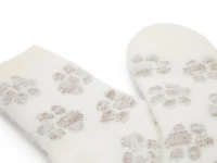 Cozy Lodge Mink Paw Print Cream Women's Crew Socks