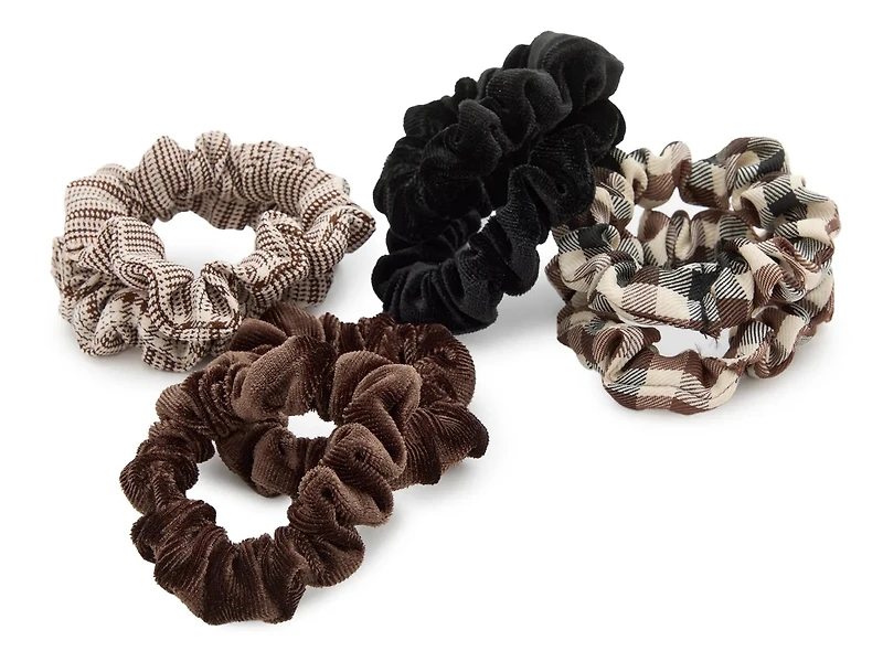Neutral Velvet Skinny Scrunchie Set - 8 Pack