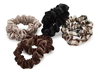 Neutral Velvet Skinny Scrunchie Set - 8 Pack