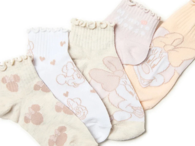 Minnie Mouse Kids' Quarter Socks - 5 Pack