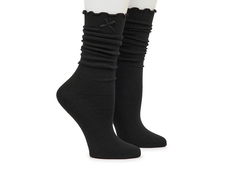 Ribbed Ruffle Slouch Women's Crew Socks