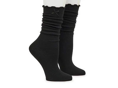 Ribbed Ruffle Slouch Women's Crew Socks