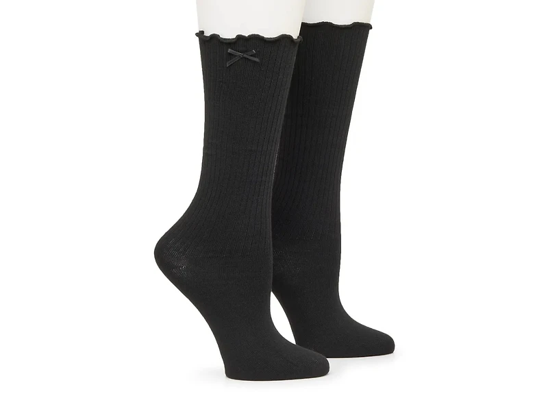 Ribbed Ruffle Slouch Women's Crew Socks