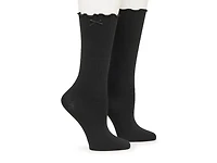 Ribbed Ruffle Slouch Women's Crew Socks