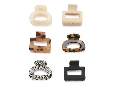 Mini Square Claw Hair Clip Set - 6 Pack