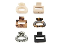Mini Square Claw Hair Clip Set - 6 Pack