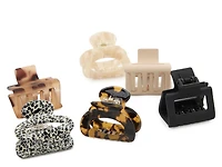 Mini Square Claw Hair Clip Set - 6 Pack