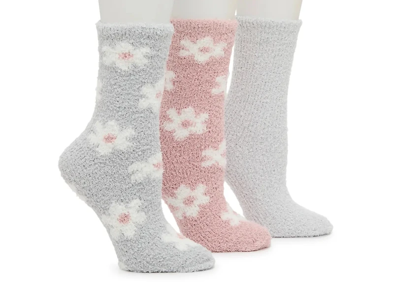 Cozy Lounge Floral Women's Crew Socks - 3pk