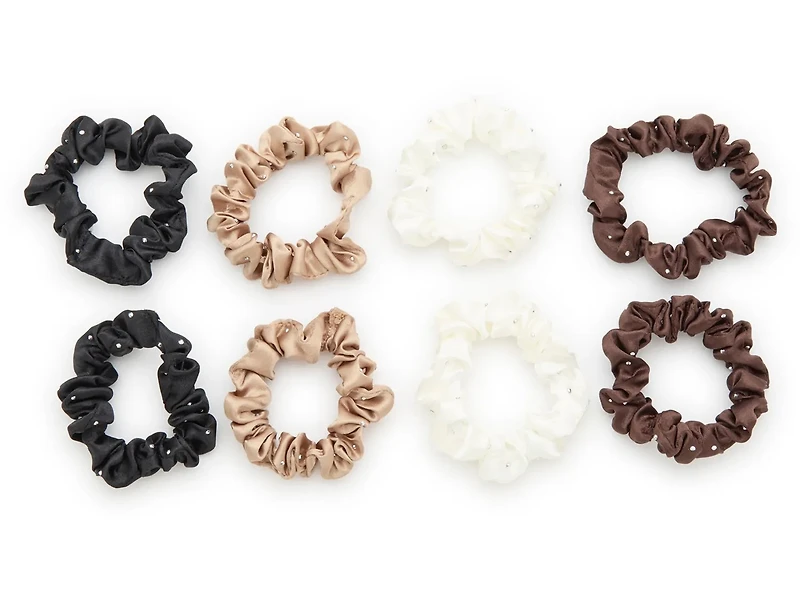 Rhinestone Mini Scrunchie Set - 8 Pack