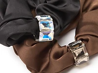 Satin Jeweled Scrunchie Set - 2 Pack