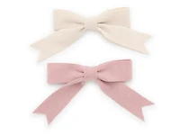 Ribbed Sweater Bow Hair Clip Set - 2 Pack