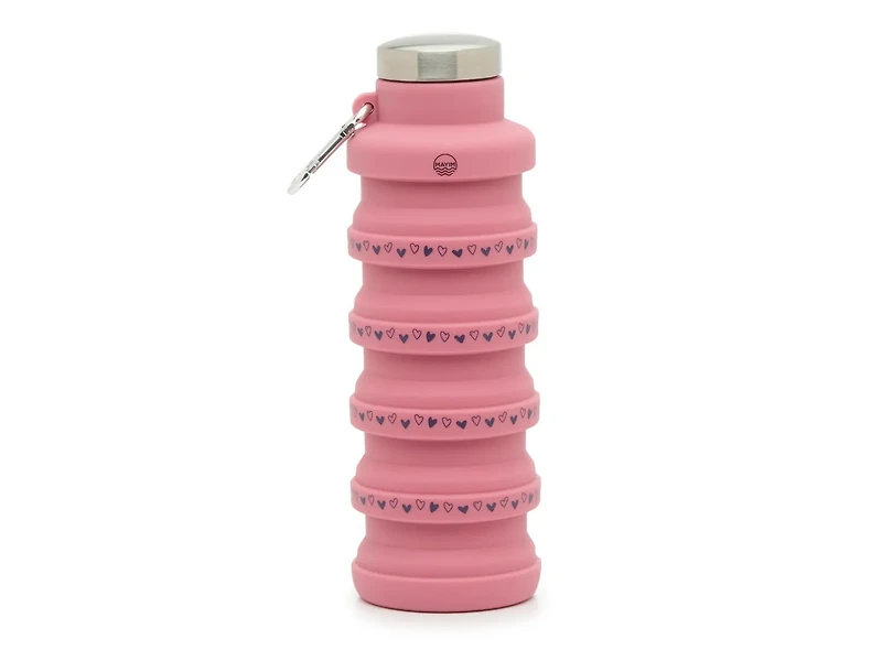 Collapsible 17-Oz. Heart Print Water Bottle