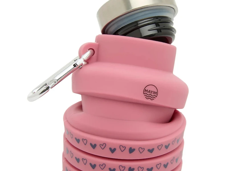 Collapsible 17-Oz. Heart Print Water Bottle